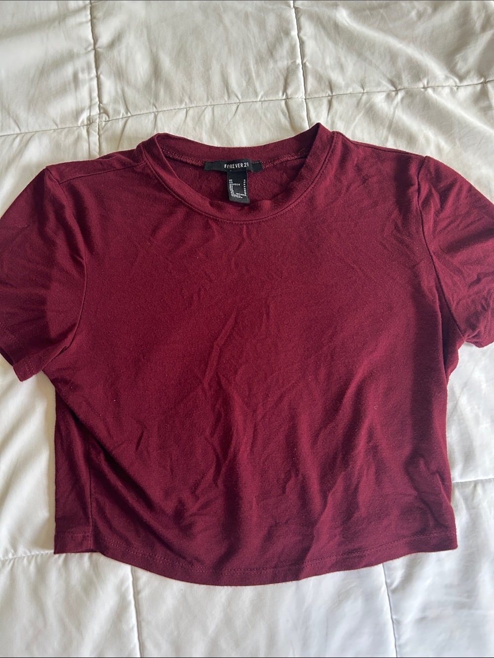 Forever 21 Women's Wine Short Sleeve Crop Top